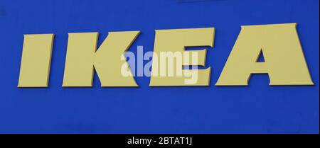 Milton Keynes, UK. 23rd May, 2020. IKEA logo seen at one of their stores.Furniture giant Ikea announced that they will re-open 19 of its stores across England and Northern Ireland on 1 June and Milton Keynes is also inclusive on the list. Credit: Keith Mayhew/SOPA Images/ZUMA Wire/Alamy Live News Stock Photo
