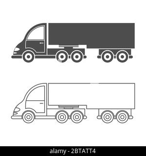 Simple icon of an empty cargo trailer standing on a white background ...