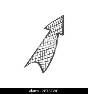 Single shaded arrow. Vector drawing in the Doodle style, isolated on a white background for design and theme design. Stock Vector