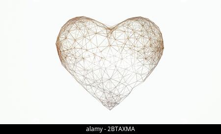 Abstract digital polygon heart shape, isolated on white background. 3d illustration Stock Photo