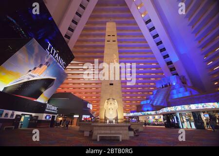 Las Vegas, Nevada - August 30, 2019: Lobby of Luxor Hotel and Casino in Las Vegas, Nevada, United States. Stock Photo