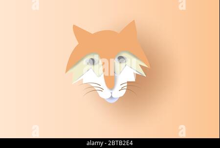 3D Paper art and craft style of isolate wild animals in graphic style. Fox Simple design for advertising, branding greeting card, cover, poster, banne Stock Vector
