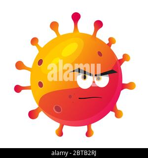 orange cartoon coronavirus with funny angry face Stock Vector