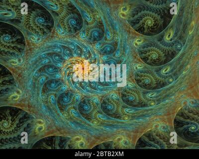 Abstract Ammonite Flame Fractal Art Stock Photo