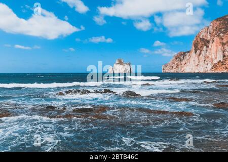 Pan Di Zucchero At Sunset Time, Masua Village Beach, Sardinia Island ...