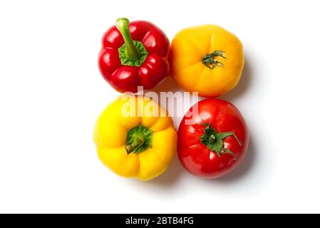 vegetable flat lay. raw vegetables, tomatoes paprika, plenty of copy-space Stock Photo