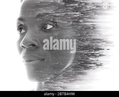A portrait combined with a digital illustration Stock Photo