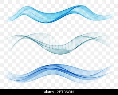 Set of abstract blue waves. Vector illustration EPS 10 Stock Vector