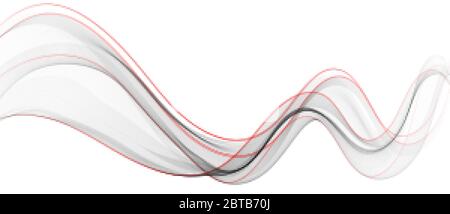Abstract vector background, gray and red waved lines Motion wave Stock Vector