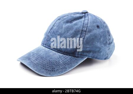 Blue denim baseball cap isolated on white background Stock Photo