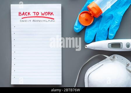 Concept photo of business making reopening plan during coronavirus COVID-19 pandemic Stock Photo