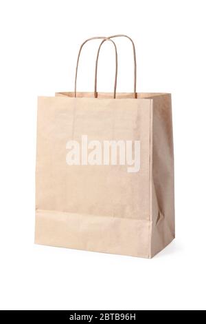 Paper bag for shopping isolated on white background Stock Photo