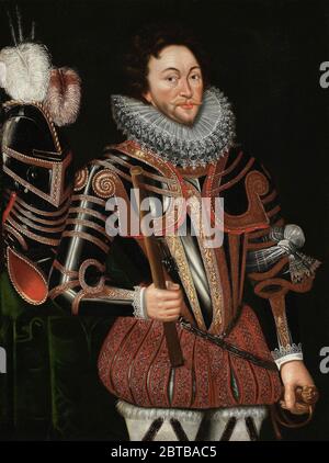Portrait of Sir Francis Drake (1540-1596) by unknown artist, late 16th or early 17th century painting Stock Photo