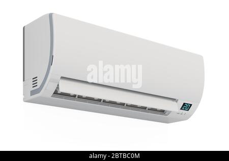 Air conditioner, indoor wall unit. 3D rendering isolated on white background Stock Photo