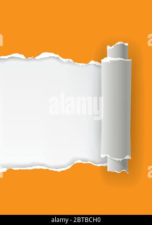 Orange Ripped Paper Banner Template Stock Illustration - Download