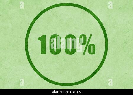 Green icon of a 100% sign. One hundred percent concept. Stock Photo