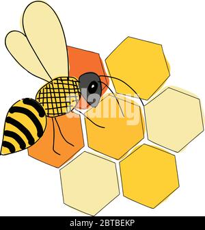 Honecomb and bee vector illustration surface design Stock Vector