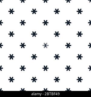 geometric asterisk star or snowflake ornament, seamless pattern of asterisk. Stock vector illustration isolated on white background. Stock Vector