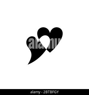 Love symbol. Simple vector element illustration. Unpainted romantic heart icon isolated on background. Black and white version of the design. Stock Vector