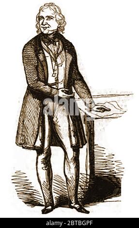 A full length 1842 portrait  of Thomas  Wakely MP (1795 – 16 May 1862) , Coroner for Middlesex and editor of  the Lancet magazine. He was a noted social reformer who campaigned against incompetence, privilege and nepotism as well as the  founding editor of The Lancet  and radical Member of the British Parliament . He campaigned in parliament against flogging & for Poor Laws, police bills, newspaper tax and Lord's Day observance and for Chartism, the Tolpuddle Martyrs, free trade, Irish nationalism and, of course, medical reforms. Charles Dickens, was a friend and frequent guest at his home. Stock Photo