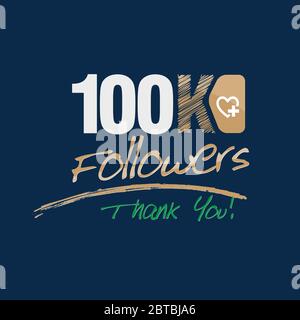 Thank you design template for social network. 100K Followers Stock Vector