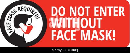 Warning sign - face mask required, wear medical mask information poster or plate Stock Vector ...