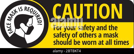 Face mask required sign. Protective measures against coronavirus COVID-19 Stock Vector