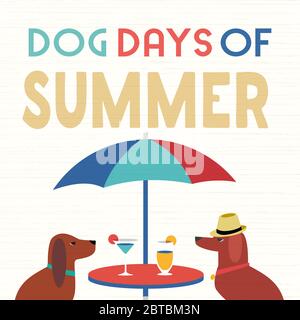 Dog days of summer comic cartoon vector poster Stock Vector