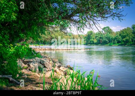 Hike on the Gstüt island on the banks of the Danube in Straubing Lower Bavaria Germany Stock Photo