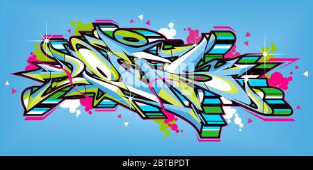 Abstract Word Lets Graffiti Style Font Lettering Vector Illustration Stock Vector
