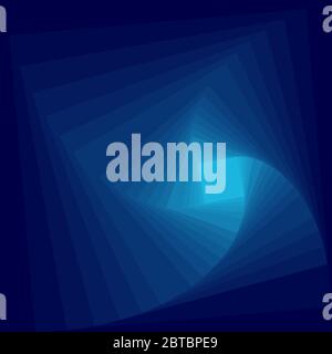 Inward rotating, spirally squares abstract gradient background Stock Vector