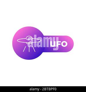 Alien Spaceship UFO Flat Icon On White Background Stock Vector