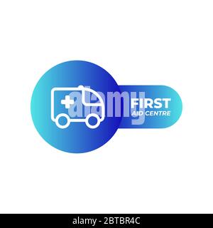 Ambulance car icon or sign isolated on white background. Vector illustration. Stock Vector