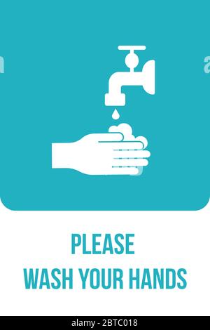 Please Wash Your Hands Sign Notice Self-Adhesive. Personal hygiene, disease prevention and healthcare. Please wash your hands' sign icon banner vector Stock Vector