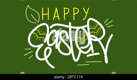 Hand Sketched Happy Easter Vector Typograpy As Logotype, Badge and Icon, Easter Postcard, Card, Invitation, Flyer, Banner Template. Stock Vector