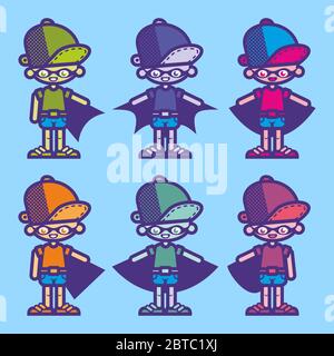 A Set Of Six Funny Hiphop Superheroes Vector Stock Vector