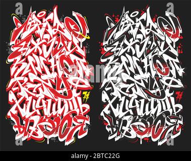 Set Of Two Cyrillic Graffity Wildstyle Alphabets Vector Illustration Stock Vector