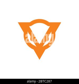 letter v geometric bird head simple logo Stock Vector