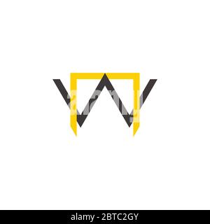 letter nw simple linked colorful design symbol vector Stock Vector