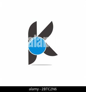 letter k circle blue glass geometric logo vector Stock Vector