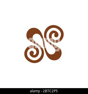 abstract letter n ribbon spiral loop design geometric logo vector Stock Vector