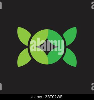 linked circle geometric leaf symbol logo vector Stock Vector