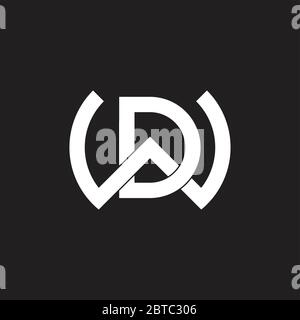 letter wd geometric flat overlap design vector Stock Vector