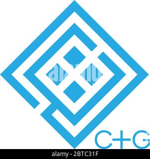abstract letter cg square stripes geometric line logo vector Stock Vector