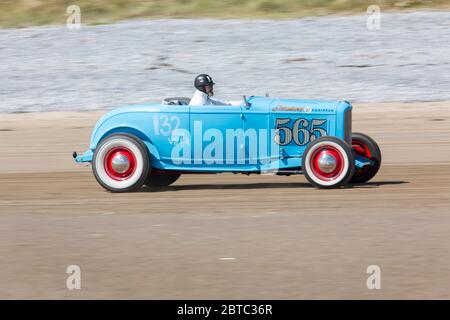 Old American cars Hot Rods on Pendine Sands, Carmarthenshire, Wales UK Stock Photo