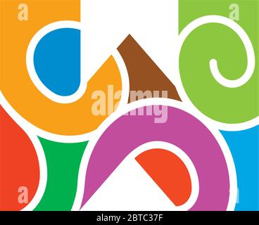 letter w curves mosaic symbol logo vector Stock Vector