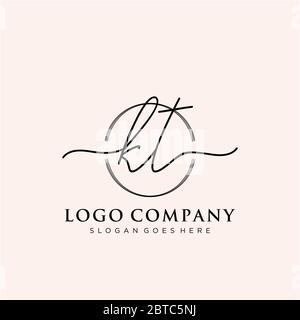 KT handwriting logo with circle template vector logo of initial ...