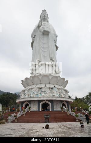 Lady Buddha is the tallest Buddha statue in Vietnam and is located at Linh Ung Pagoda on Son Tra Peninsula in Da Nang Stock Photo