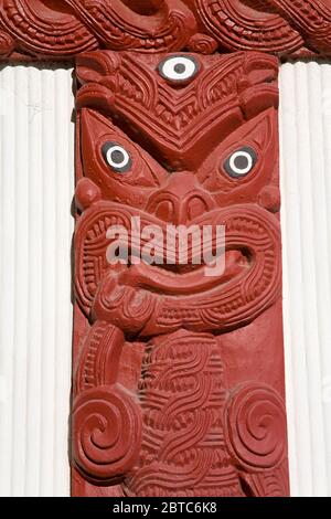 Detail of the Te Poho o Rawiri Marae Meeting House,Gisborne,Eastland District,North Island,New Zealand Stock Photo