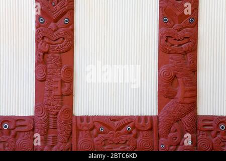 Detail of the Te Poho o Rawiri Marae Meeting House,Gisborne,Eastland District,North Island,New Zealand Stock Photo